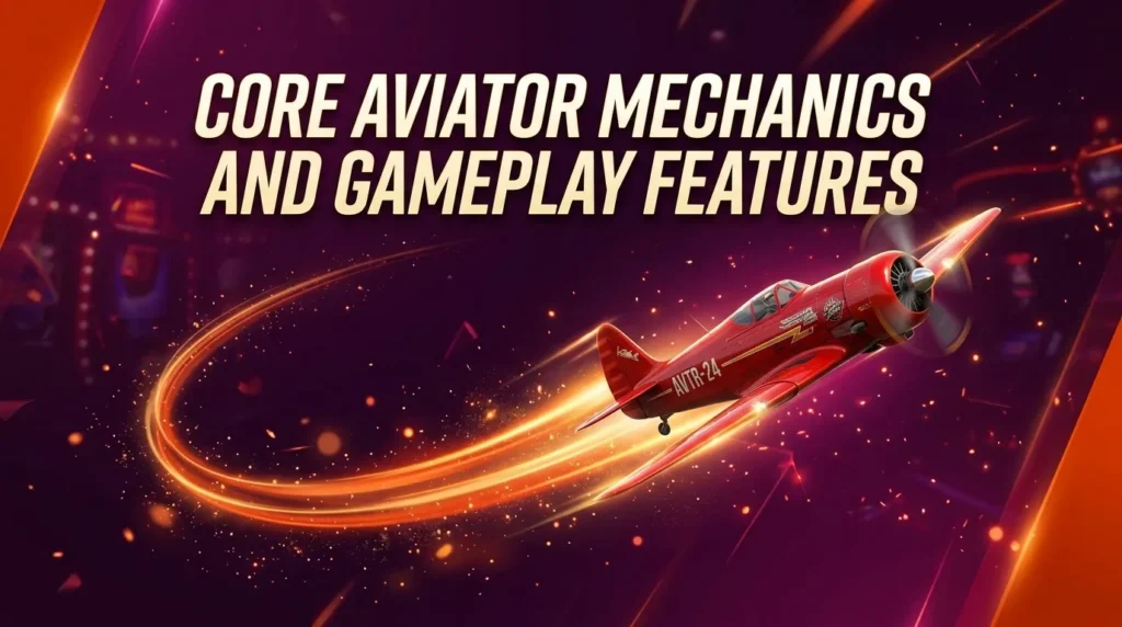 Marketing graphic titled "HOW TO LOGIN AVIATOR GAME INDIA" showing a user login interface on a floating glass card next to a red propeller aircraft, set against a dark background with light effects.